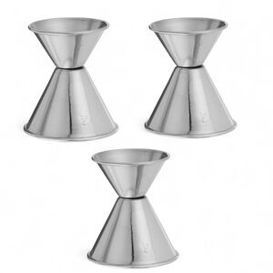 Winco J-5 Double Jigger Set of 3 Stainless Steel 1 oz x 2 oz Cocktail Bartender
